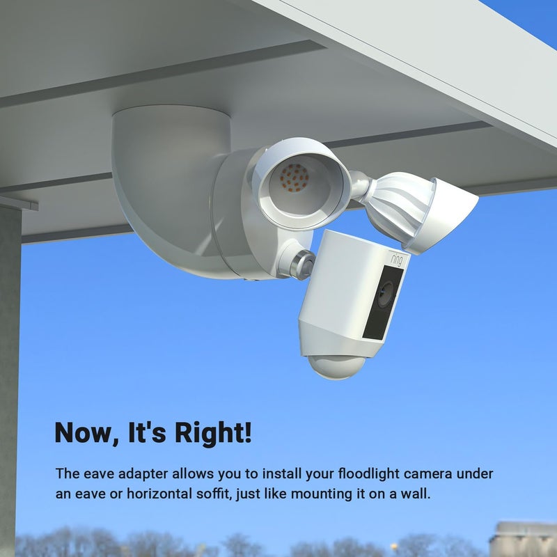 Holicfun Eave Mount for Ring Floodlight Cam Wired Plus/Pro, Ring Smart Lighting Floodlight Wired, Blink Wired Floodlight Camera, Wyze Floodlight Camera v2/Pro, and Roku Floodlight Camera - White - Image 4